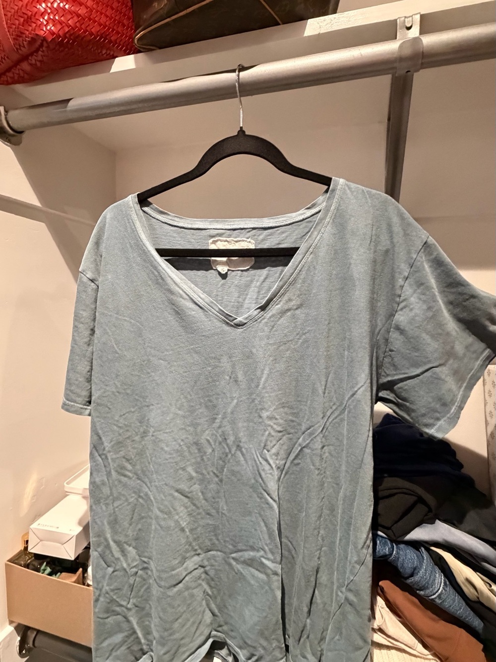 Greg Lauren Men's Light Blue V-Neck Short Sleeve Tee